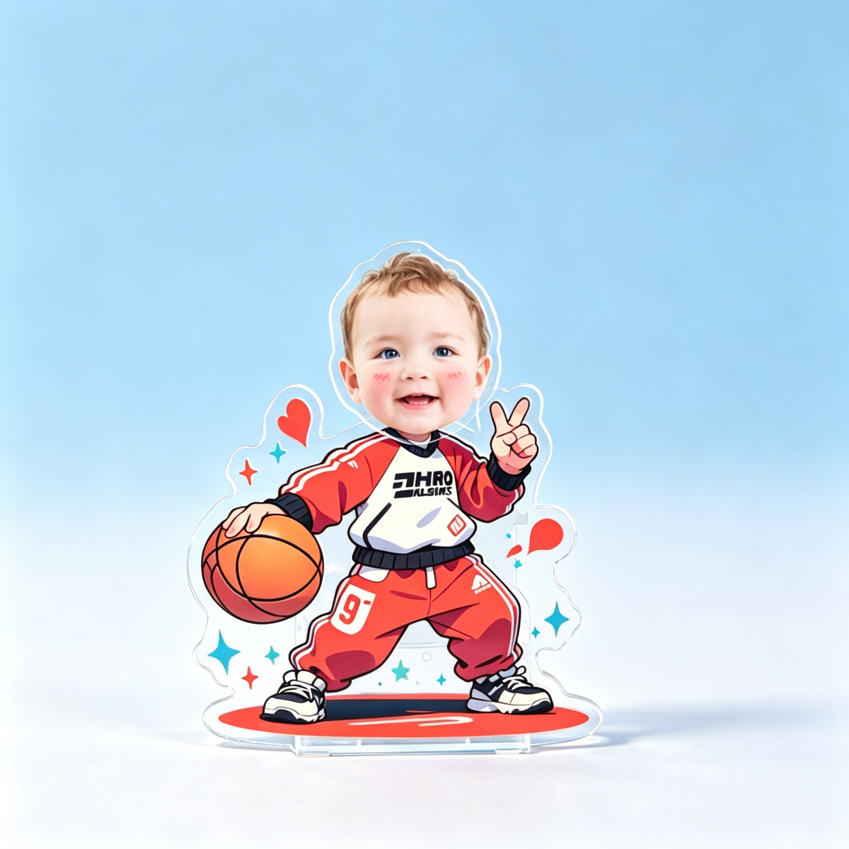 Unicorn Rocker Custom Photo Wobble Figure — personalized acrylic standee made from your photo, girl on a pink unicorn