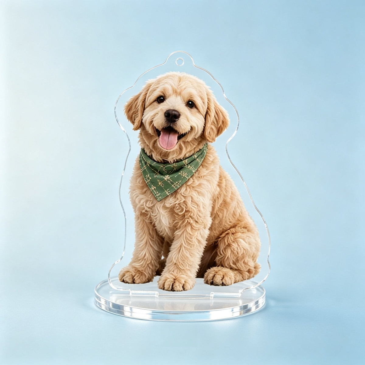 Custom pet photo acrylic standee, dog portrait printed on clear acrylic