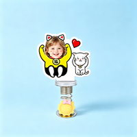 Cat Lover Custom Photo Spring Bobblehead — personalized acrylic spring figure made from your photo, kid in a cat costume
