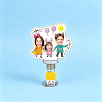 Family Stroll Custom Photo Spring Bobblehead — personalized acrylic spring figure made from your photo, family of three