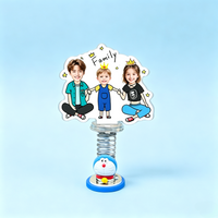 Family Trio Custom Photo Spring Bobblehead — personalized acrylic spring figure made from your photo, family of three