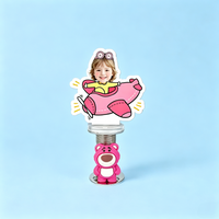 Flying Girl Custom Photo Spring Bobblehead — personalized acrylic spring figure made from your photo, girl flying on a pink