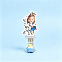Kitty Girl Custom Photo Spring Bobblehead — personalized acrylic spring figure made from your photo, girl with a bow and a