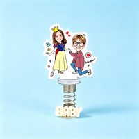 Royal Couple Custom Photo Spring Bobblehead — personalized acrylic spring figure made from your photo, princess and prince