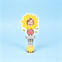 Sunflower Girl Custom Photo Spring Bobblehead — personalized acrylic spring figure made from your photo, girl face in a