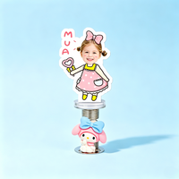 Sweetheart Girl Custom Photo Spring Bobblehead — personalized acrylic spring figure made from your photo, girl in an apron