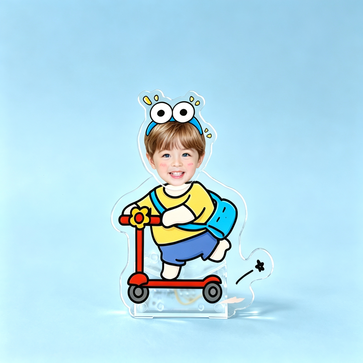 Bike Ride Custom Photo Wobble Figure — personalized acrylic standee made from your photo, girl riding a bicycle with