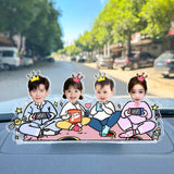 Gaming Family Custom Photo Wobble Figure — personalized acrylic standee made from your photo, family of four sitting