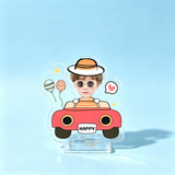 Kick Scooter Custom Photo Wobble Figure — personalized acrylic standee made from your photo, kid riding a red kick scooter