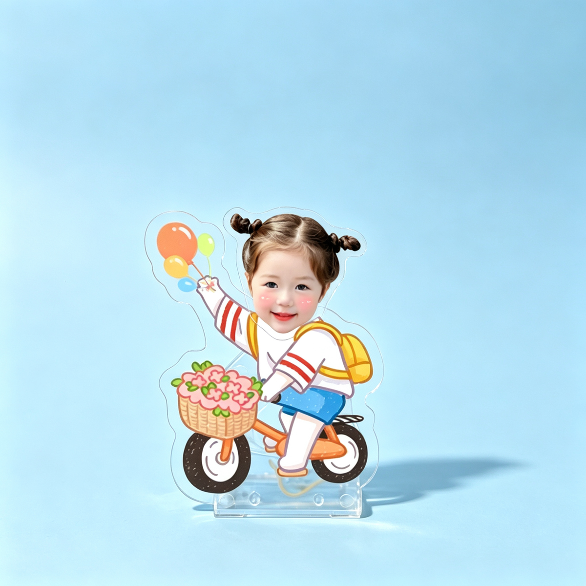 Little Pilot Custom Photo Wobble Figure — personalized acrylic standee made from your photo, baby pilot flying a red cartoon