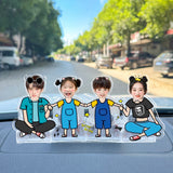 Overalls Family Custom Photo Wobble Figure — personalized acrylic standee made from your photo, family of four in matching