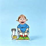 Potty King Custom Photo Wobble Figure — personalized acrylic standee made from your photo, funny potty-training baby on a