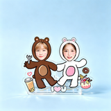 Snack Couple Custom Photo Wobble Figure — personalized acrylic standee made from your photo, couple in bear and bunny
